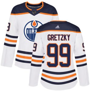 Stunning Adidas Oilers #99 Wayne Gretzky White Road Authentic Women's Stitched NHL Jersey