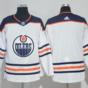 Gorgeous Adidas Oilers Blank White Road Authentic Stitched NHL Jersey