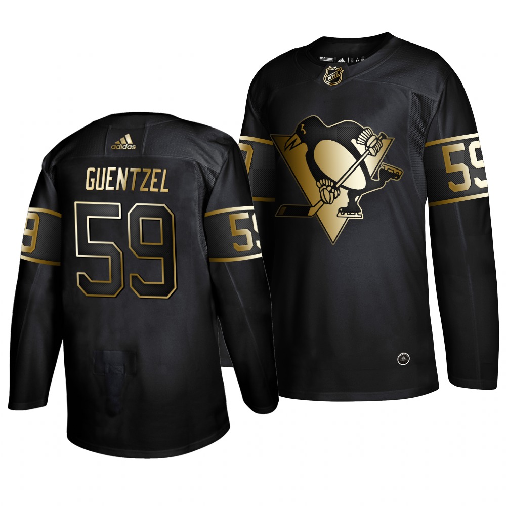 Exceptional Adidas Penguins #59 Jake Guentzel Men's 2019 Black Golden Edition Authentic Stitched NHL Jersey