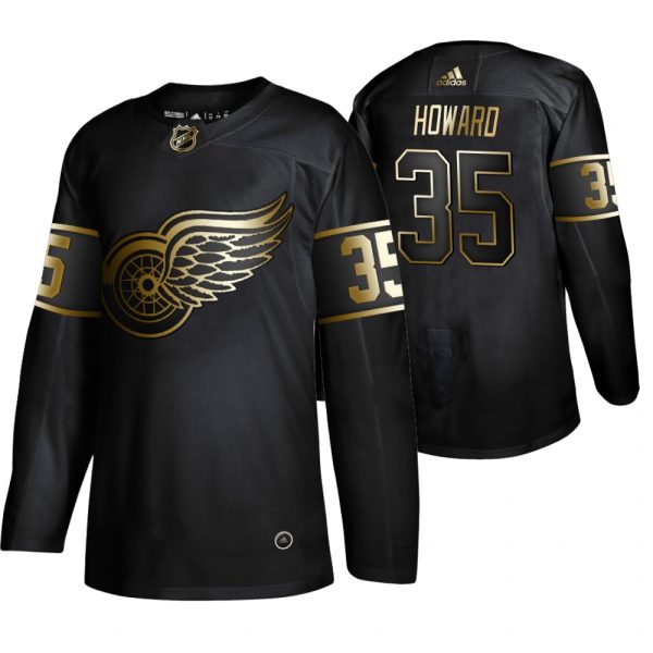 First - rate Adidas Red Wings #35 Jimmy Howard Men's 2019 Black Golden Edition Authentic Stitched NHL Jersey