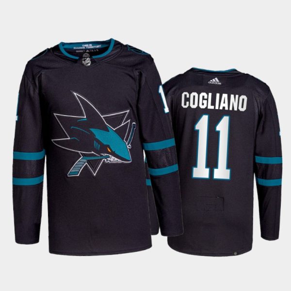 First - rate Adidas Sharks #11 Andrew Cogliano Men's 2021 22 Alternate Authentic NHL Jersey Black