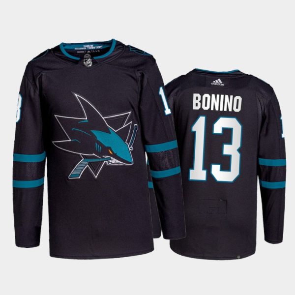 Magnificent Adidas Sharks #13 Nick Bonino Men's 2021 22 Alternate Authentic NHL Jersey Black