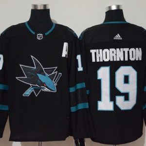 Exquisite Adidas Sharks #19 Joe Thornton Black Alternate Authentic Stitched NHL Jersey