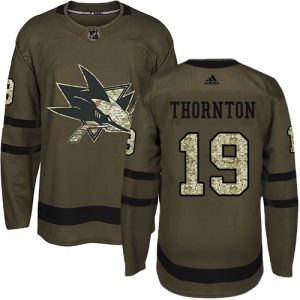 Superior Adidas Sharks #19 Joe Thornton Green Salute to Service Stitched Youth NHL Jersey