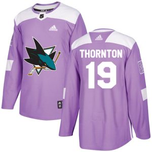 Premium Adidas Sharks #19 Joe Thornton Purple Authentic Fights Cancer Stitched NHL Jersey
