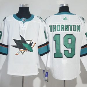 Magnificent Adidas Sharks #19 Joe Thornton White Road Authentic Stitched NHL Jersey