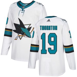 Premium Adidas Sharks #19 Joe Thornton White Road Authentic Stitched Youth NHL Jersey
