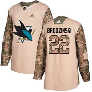 First - rate Adidas Sharks #22 Jonny Brodzinski Camo Authentic 2017 Veterans Day Stitched Youth NHL Jersey