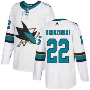 Superior Adidas Sharks #22 Jonny Brodzinski White Road Authentic Stitched Youth NHL Jersey
