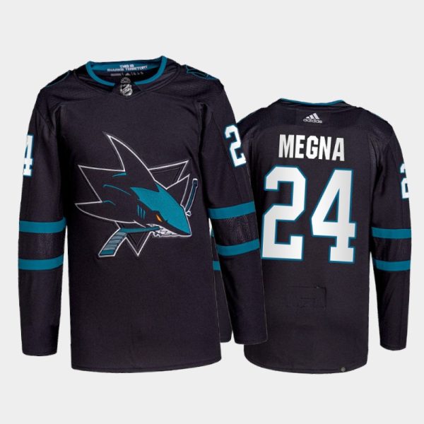 Outstanding Adidas Sharks #24 Jaycob Megna Men's 2021 22 Alternate Authentic NHL Jersey Black