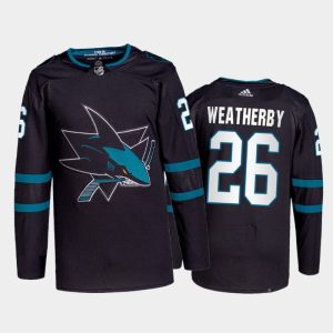 Superior Adidas Sharks #26 Jasper Weatherby Men's 2021 22 Alternate Authentic NHL Jersey   Black