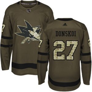 Gorgeous Adidas Sharks #27 Joonas Donskoi Green Salute to Service Stitched NHL Jersey