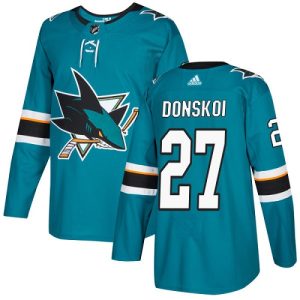 Exquisite Adidas Sharks #27 Joonas Donskoi Teal Home Authentic Stitched NHL Jersey