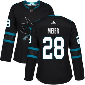 Exquisite Adidas Sharks #28 Timo Meier Black Alternate Authentic Women's Stitched NHL Jersey