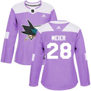 Splendid Adidas Sharks #28 Timo Meier Purple Authentic Fights Cancer Women's Stitched NHL Jersey