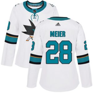 First - rate Adidas Sharks #28 Timo Meier White Road Authentic Women's Stitched NHL Jersey