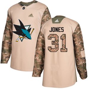 Superior Adidas Sharks #31 Martin Jones Camo Authentic 2017 Veterans Day Stitched Youth NHL Jersey