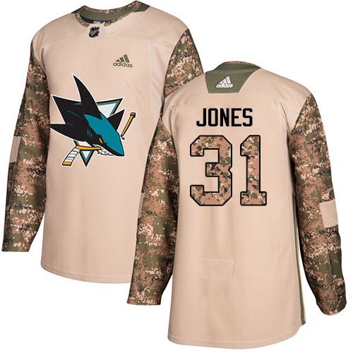 Superior Adidas Sharks #31 Martin Jones Camo Authentic 2017 Veterans Day Stitched Youth NHL Jersey