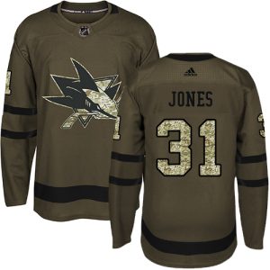 Outstanding Adidas Sharks #31 Martin Jones Green Salute to Service Stitched Youth NHL Jersey