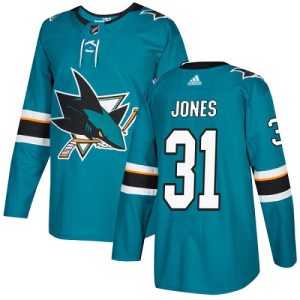 Superior Adidas Sharks #31 Martin Jones Teal Home Authentic Stitched NHL Jersey