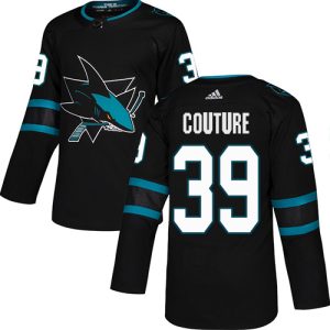 Stunning Adidas Sharks #39 Logan Couture Black Alternate Authentic Stitched NHL Jersey