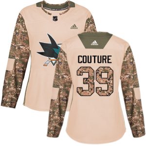 Exquisite Adidas Sharks #39 Logan Couture Camo Authentic 2017 Veterans Day Women's Stitched NHL Jersey