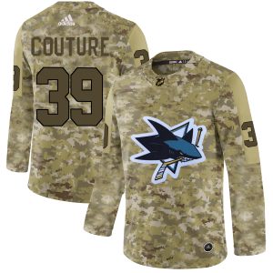 Stunning Adidas Sharks #39 Logan Couture Camo Authentic Stitched NHL Jersey