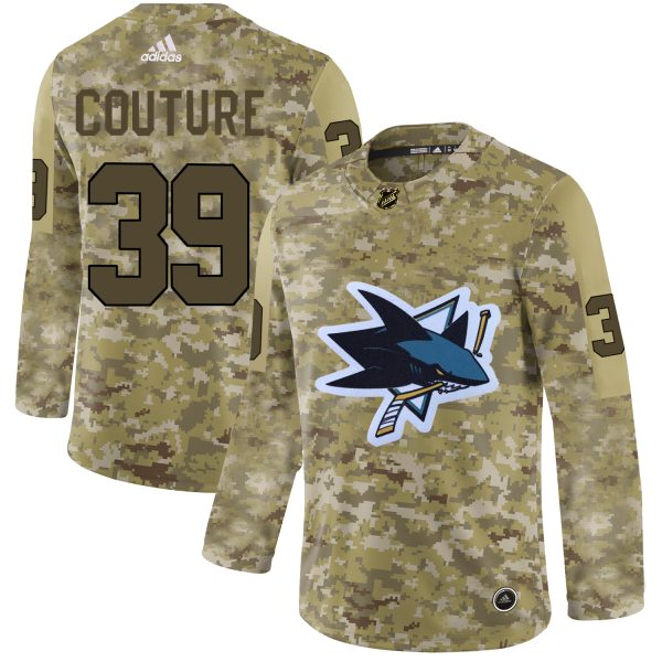 Stunning Adidas Sharks #39 Logan Couture Camo Authentic Stitched NHL Jersey