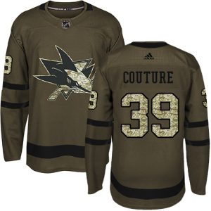 Outstanding Adidas Sharks #39 Logan Couture Green Salute to Service Stitched Youth NHL Jersey