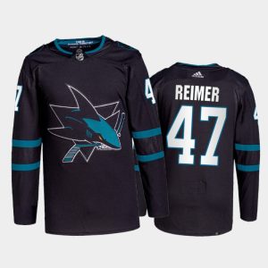 Exceptional Adidas Sharks #47 James Reimer Men's 2021 22 Alternate Authentic NHL Jersey   Black