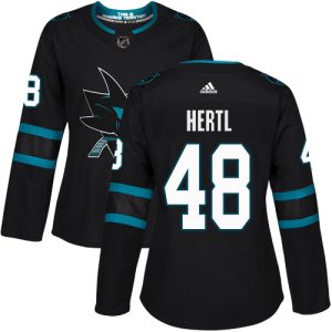First - rate Adidas Sharks #48 Tomas Hertl Black Alternate Authentic Women's Stitched NHL Jersey