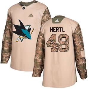 Exquisite Adidas Sharks #48 Tomas Hertl Camo Authentic 2017 Veterans Day Stitched Youth NHL Jersey