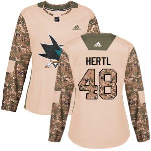 Premium Adidas Sharks #48 Tomas Hertl Camo Authentic 2017 Veterans Day Women's Stitched NHL Jersey