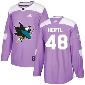 Exceptional Adidas Sharks #48 Tomas Hertl Purple Authentic Fights Cancer Stitched NHL Jersey