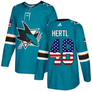 Exceptional Adidas Sharks #48 Tomas Hertl Teal Home Authentic USA Flag Stitched NHL Jersey