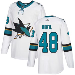Exceptional Adidas Sharks #48 Tomas Hertl White Road Authentic Stitched Youth NHL Jersey