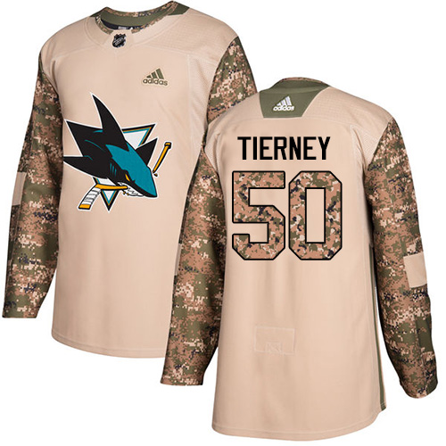 First - rate Adidas Sharks #50 Chris Tierney Camo Authentic 2017 Veterans Day Stitched NHL Jersey