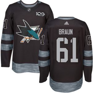 First - rate Adidas Sharks #61 Justin Braun Black 1917 2017 100th Anniversary Stitched NHL Jersey