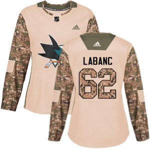 Stunning Adidas Sharks #62 Kevin Labanc Camo Authentic 2017 Veterans Day Women's Stitched NHL Jersey