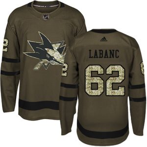 Exquisite Adidas Sharks #62 Kevin Labanc Green Salute to Service Stitched NHL Jersey