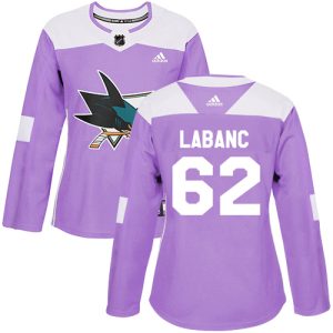 First - rate Adidas Sharks #62 Kevin Labanc Purple Authentic Fights Cancer Women's Stitched NHL Jersey