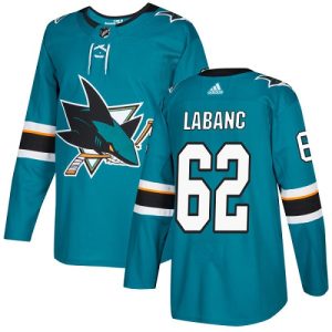 Stunning Adidas Sharks #62 Kevin Labanc Teal Home Authentic Stitched Youth NHL Jersey