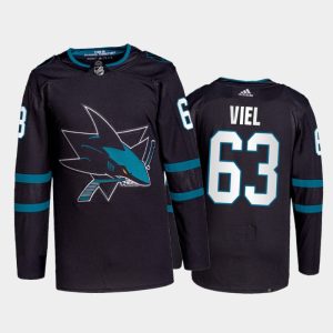 First - rate Adidas Sharks #63 Jeffrey Viel Men's 2021 22 Alternate Authentic NHL Jersey   Black