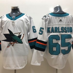 Superior Adidas Sharks #65 Erik Karlsson White Road Authentic Stitched NHL Jersey