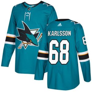 Exceptional Adidas Sharks #68 Melker Karlsson Teal Home Authentic Stitched Youth NHL Jersey