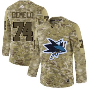 Exceptional Adidas Sharks #74 Dylan DeMelo Camo Authentic Stitched NHL Jersey