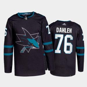 Exceptional Adidas Sharks #76 Jonathan Dahlen Men's 2021 22 Alternate Authentic NHL Jersey   Black