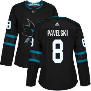 Exquisite Adidas Sharks #8 Joe Pavelski Black Alternate Authentic Women's Stitched NHL Jersey