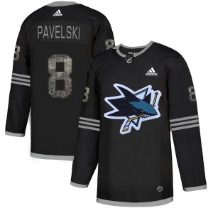 Exceptional Adidas Sharks #8 Joe Pavelski Black Authentic Classic Stitched NHL Jersey