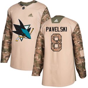 Premium Adidas Sharks #8 Joe Pavelski Camo Authentic 2017 Veterans Day Stitched Youth NHL Jersey